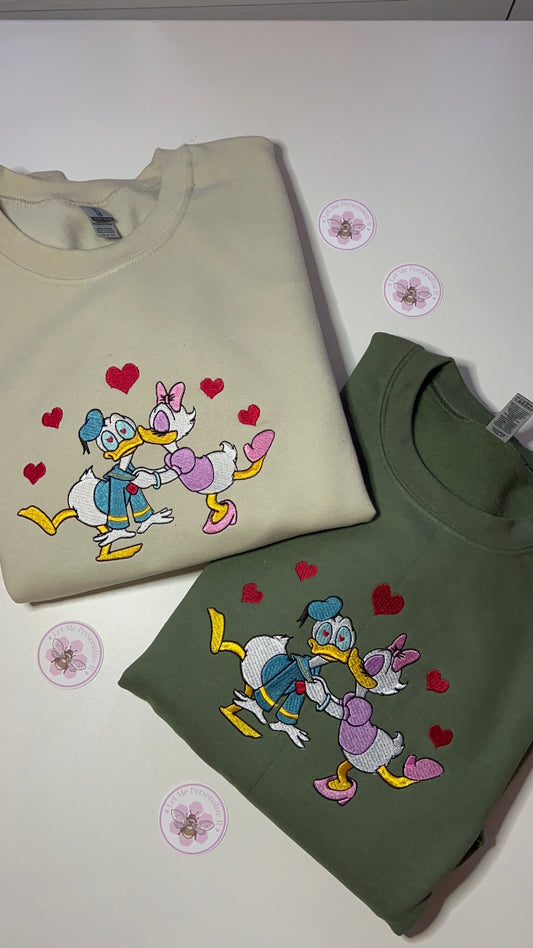 Donald n Daisy Love is in the Air Embroidered Sweater